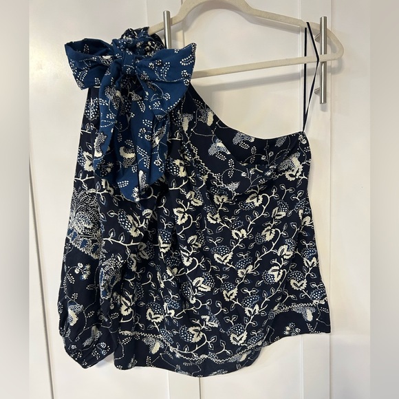 ULLA JOHNSON Asima floral one shoulder puff sleeve top - Picture 3 of 10